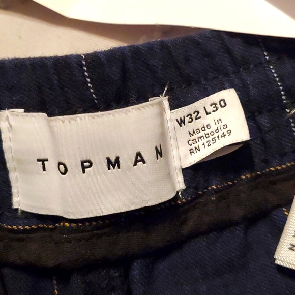 TOPMAN MEN'S NAVY CHECK DRAWSTRING Pull-up SKINNY PANTS SZ 32 X 30 - Nwt - Picture 7 of 10